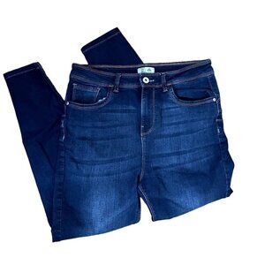 DNMX dark wash blue jeans comfortable casual stretch cotton casual high waist